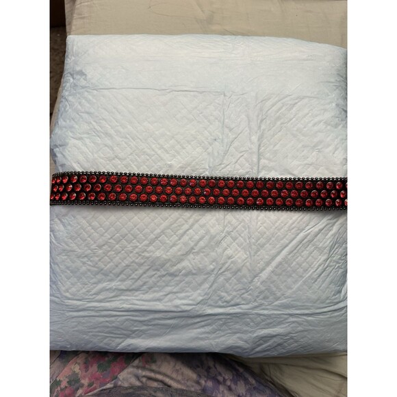 Luxe International Red Studded Belt, Size XS(30-34), Stones Put In By Hand main image 10